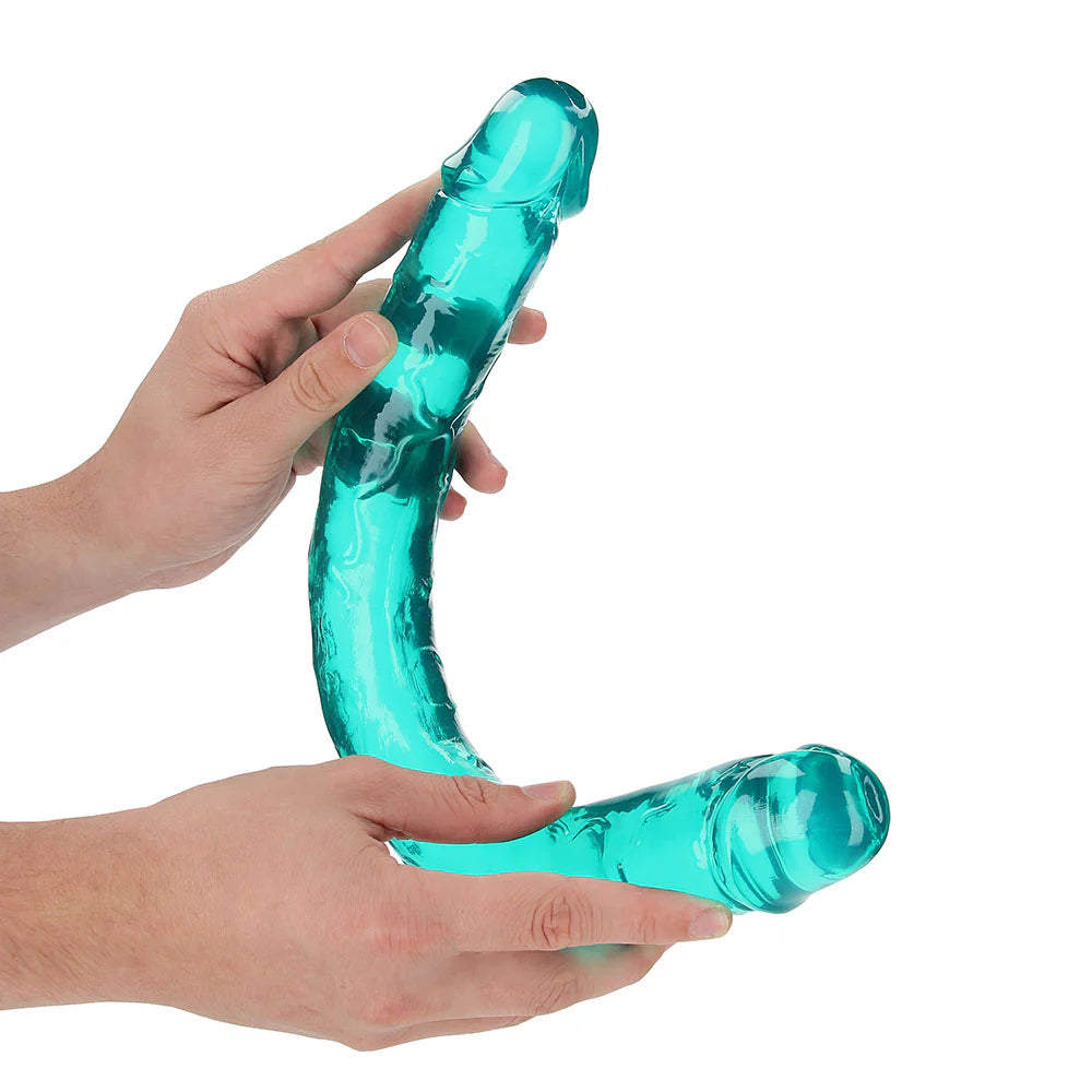 Shots RealRock Crystal Clear Double Dong 18 in. Dual-Ended Dildo