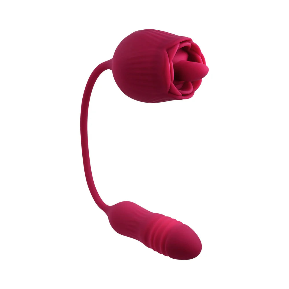 Evolved Wild Rose Rechargeable Dual-Ended Silicone Thrusting Egg & Flicking Tongue Vibrator