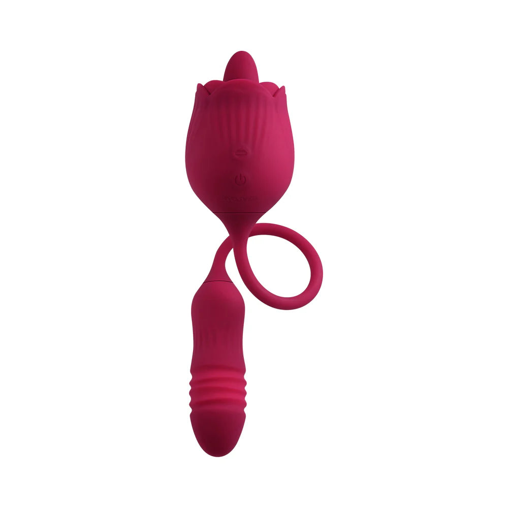 Evolved Wild Rose Rechargeable Dual-Ended Silicone Thrusting Egg & Flicking Tongue Vibrator