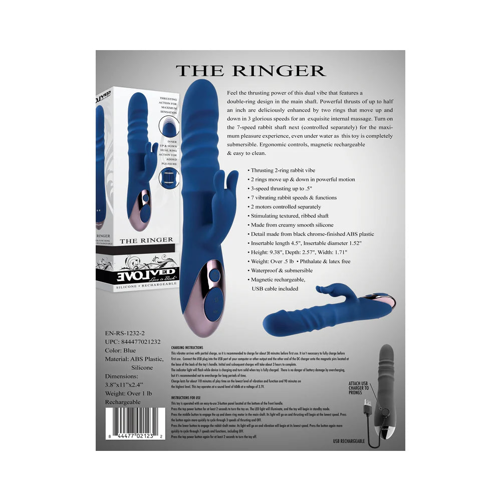 Evolved The Ringer Rechargeable Thrusting Silicone Rabbit Vibrator