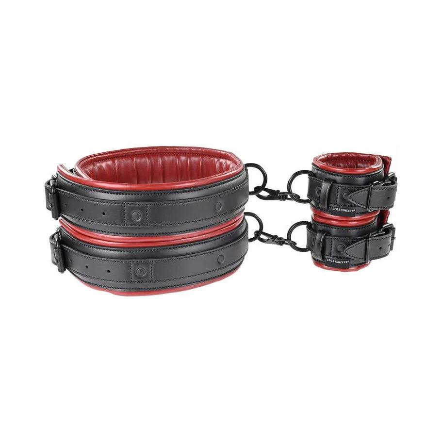 Sportsheets Saffron Thigh & Wrist Cuff Set - Red/Black