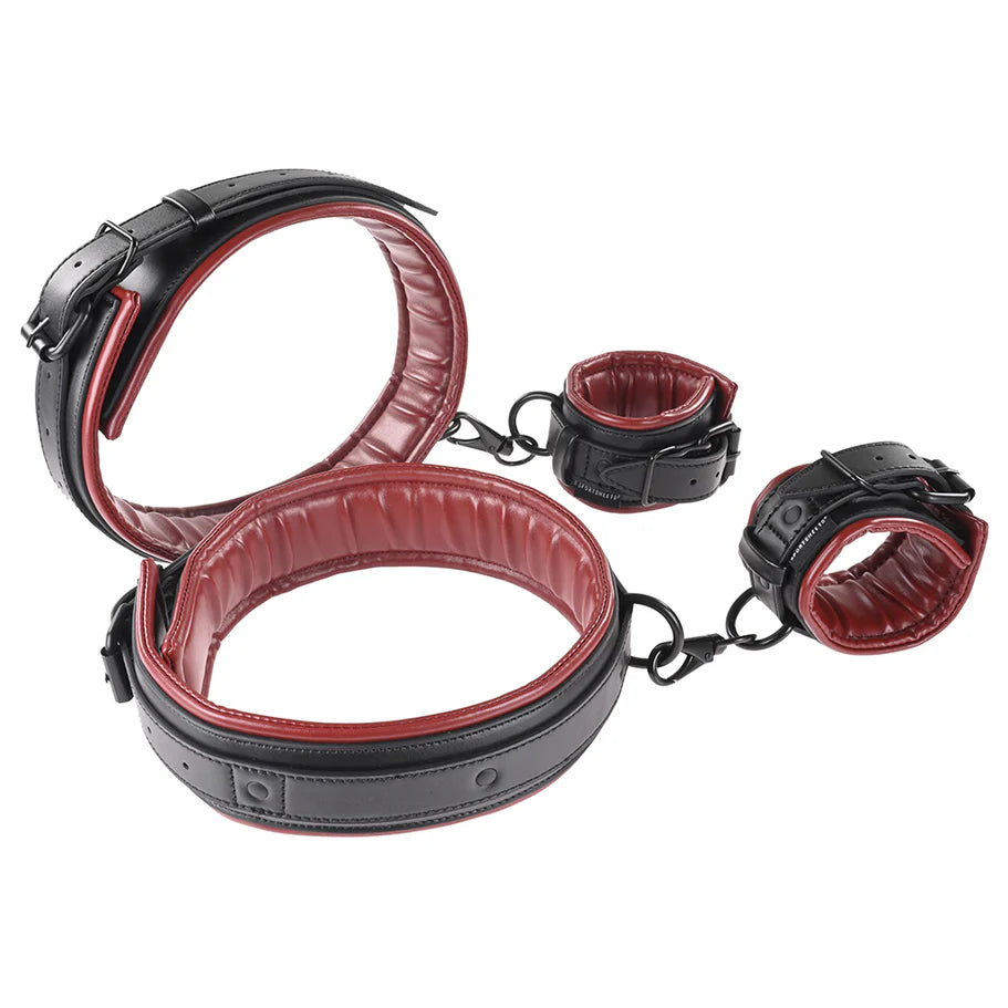 Sportsheets Saffron Thigh & Wrist Cuff Set - Red/Black