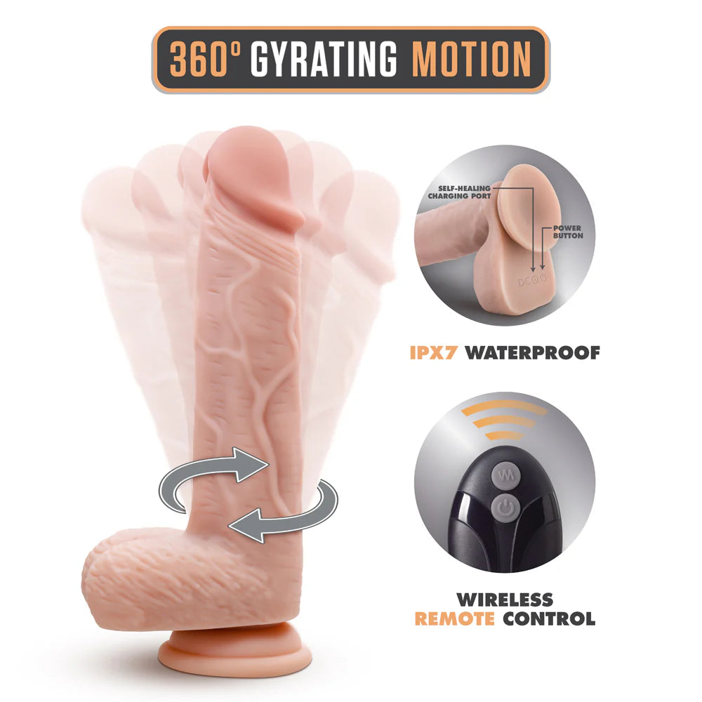 Blush Dr. Skin Silicone Dr. Ethan Rechargeable Remote-Controlled 8.5 in. Gyrating & Vibrating Dildo