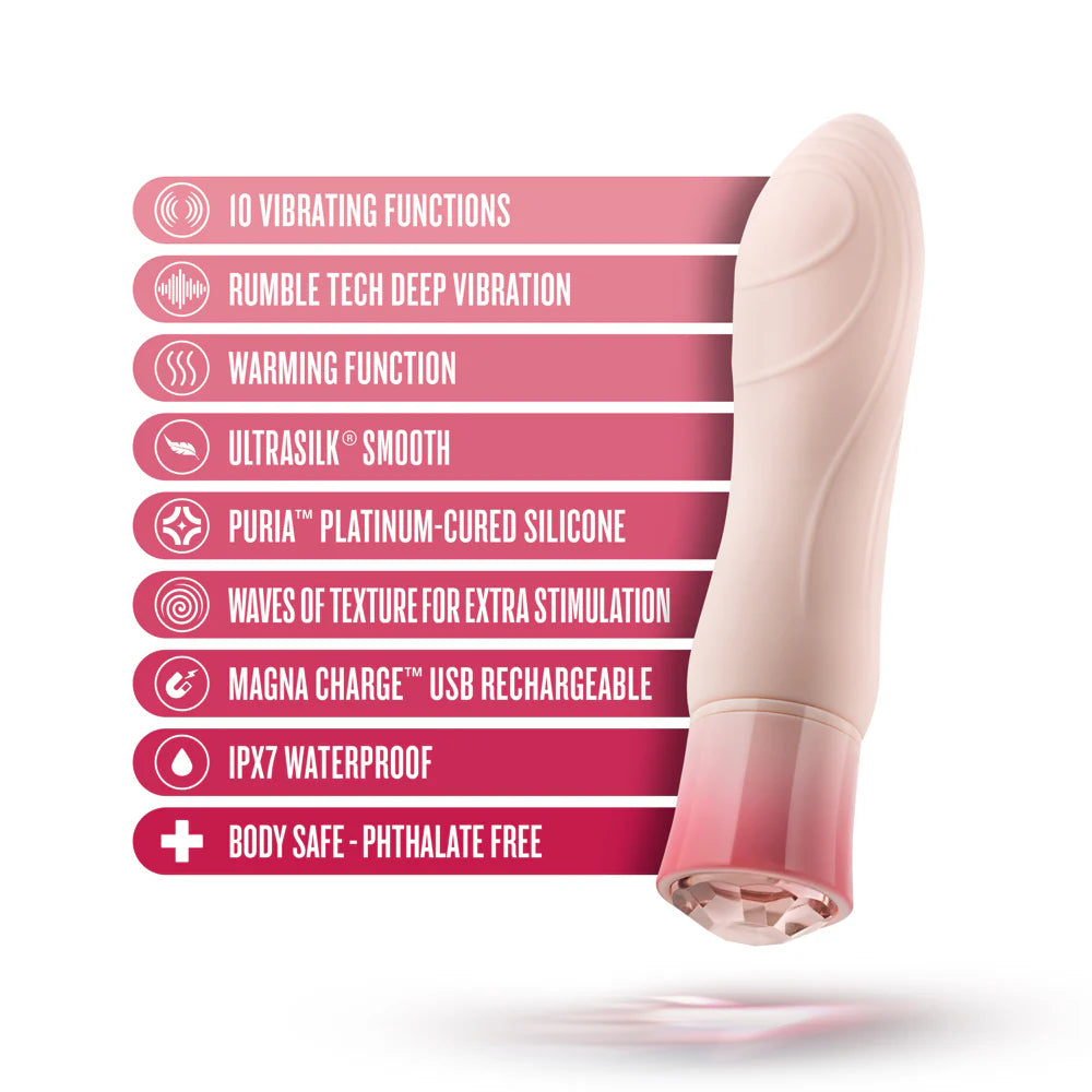 Blush Oh My Gem Elegant Rechargeable Warming Textured Silicone G-Spot Vibrator Morganite