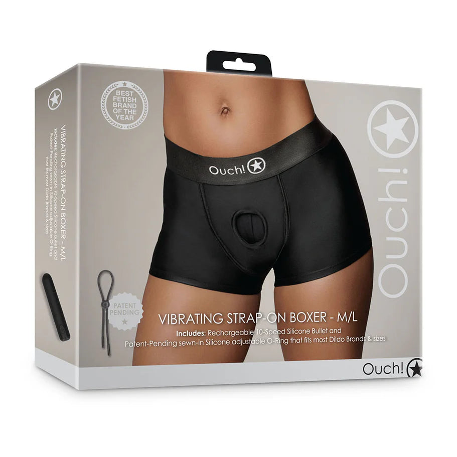 Ouch! Vibrating Strap-On Boxer Rechargeable