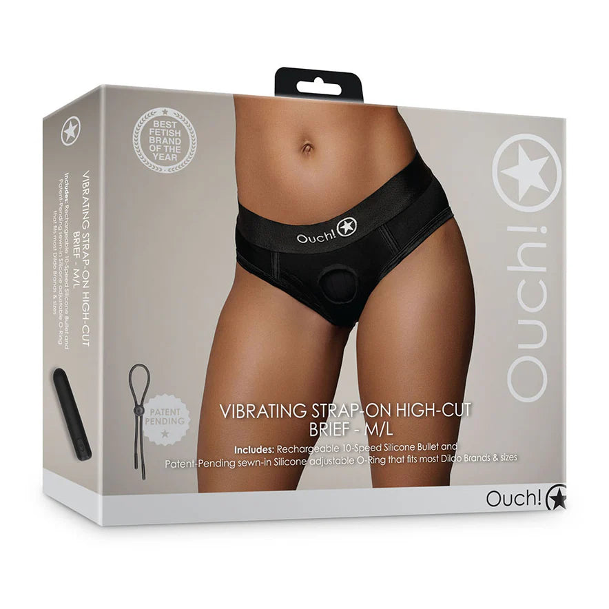 Ouch! Vibrating Strap-On High-Cut Brief Rechargeable