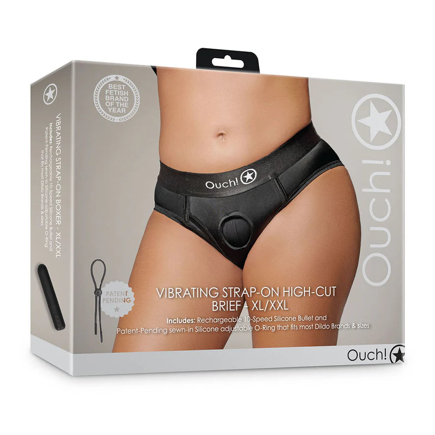 Ouch! Vibrating Strap-On High-Cut Brief Rechargeable