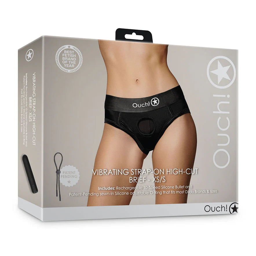 Ouch! Vibrating Strap-On High-Cut Brief Rechargeable