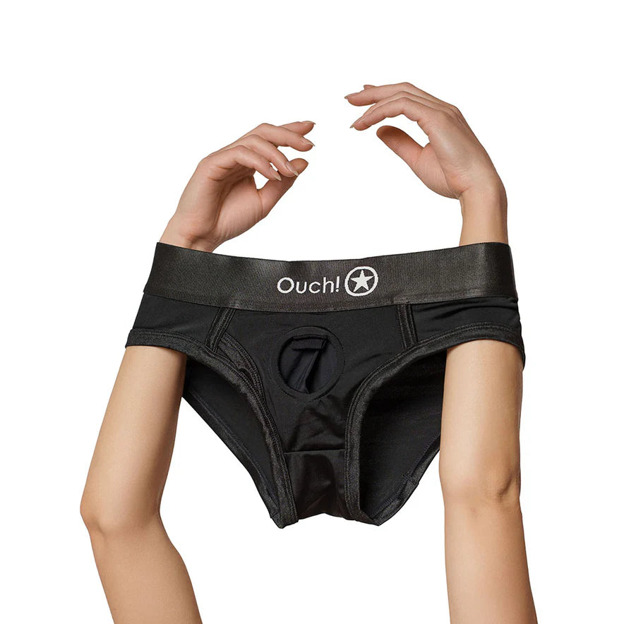 Ouch! Vibrating Strap-On High-Cut Brief Rechargeable