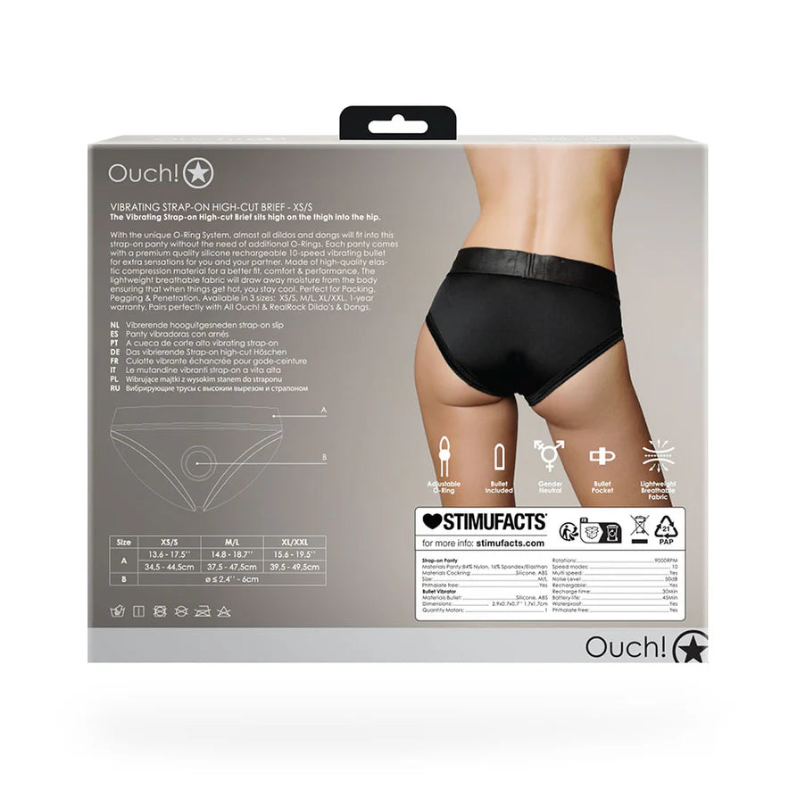 Ouch! Vibrating Strap-On High-Cut Brief Rechargeable