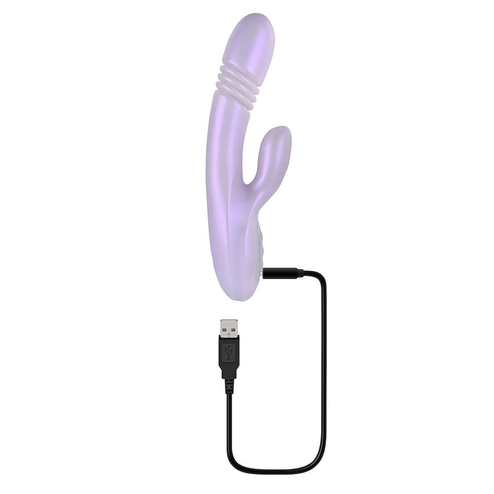 Playboy Bumping Bunny Rechargeable Thrusting Warming Silicone Dual Stimulation Vibrator