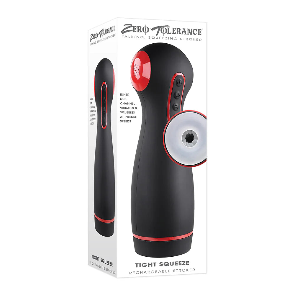 Zero Tolerance Tight Squeeze Rechargeable Vibrating Squeezing Talking Stroker