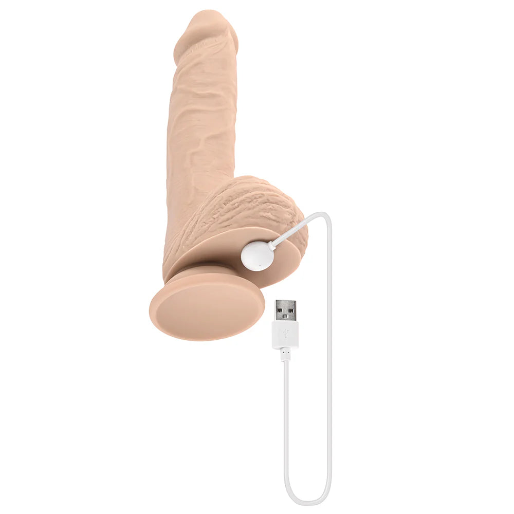 Evolved Full Monty Rechargeable Remote-Controlled Thrusting Twirling 9 in. Silicone Dildo