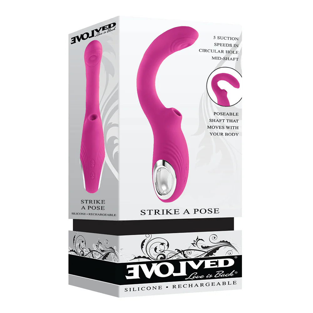 Evolved Strike A Pose Rechargeable Posable Tapping Suction Silicone Vibrator