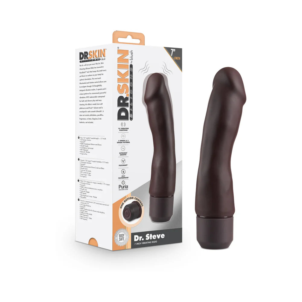 Blush Dr. Skin Silicone Dr. Steve 7 in. Vibrating Dildo