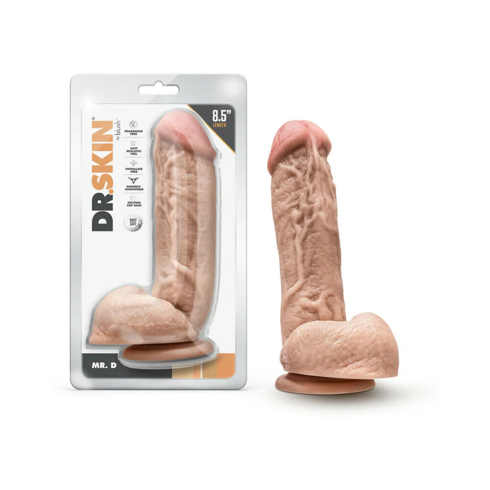 Blush Dr. Skin Silver Collection Mr. D Dildo with Balls and Suction Cup 8.5in