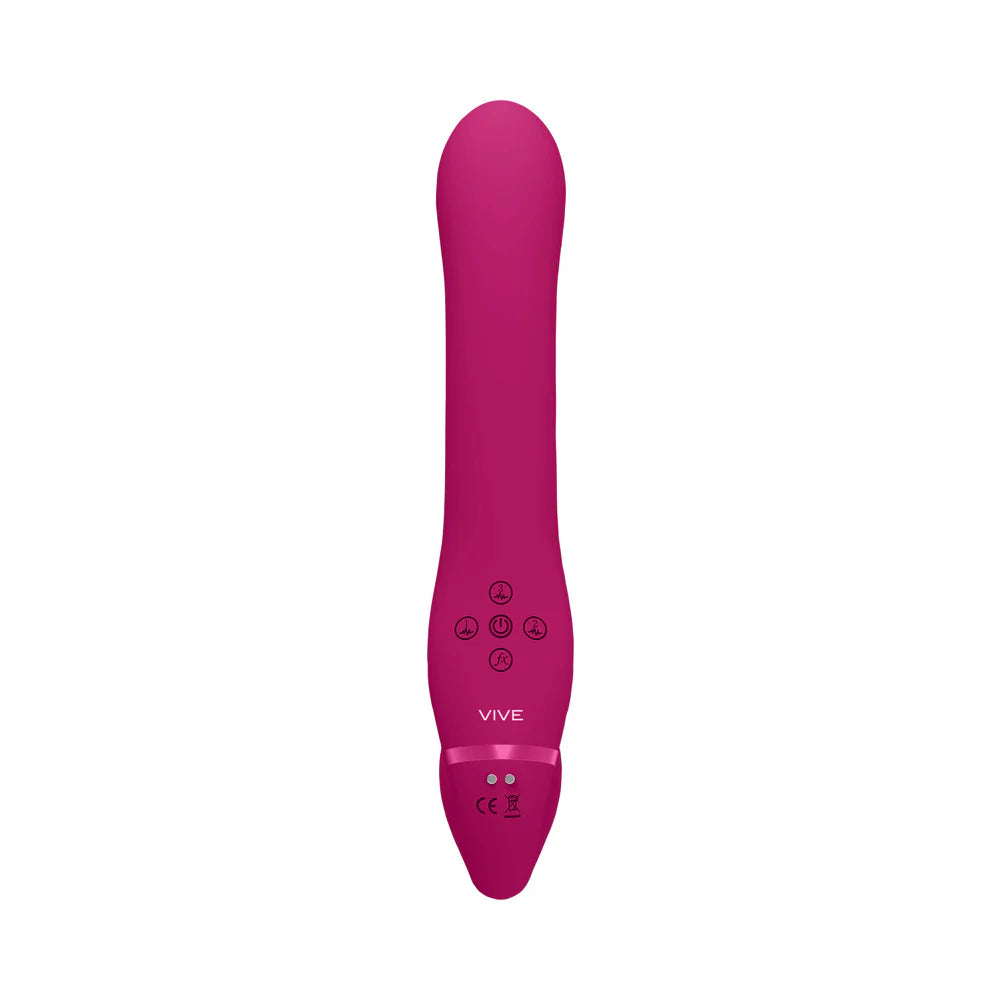 VIVE AI Rechargeable Dual Vibrating & Air Wave Tickler Silicone Strapless Strapon