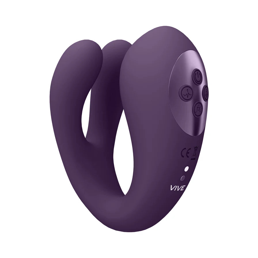 VIVE YOKO Rechargeable Triple Action Silicone Vibrator Dual Prongs with Clitoral Pulse Wave