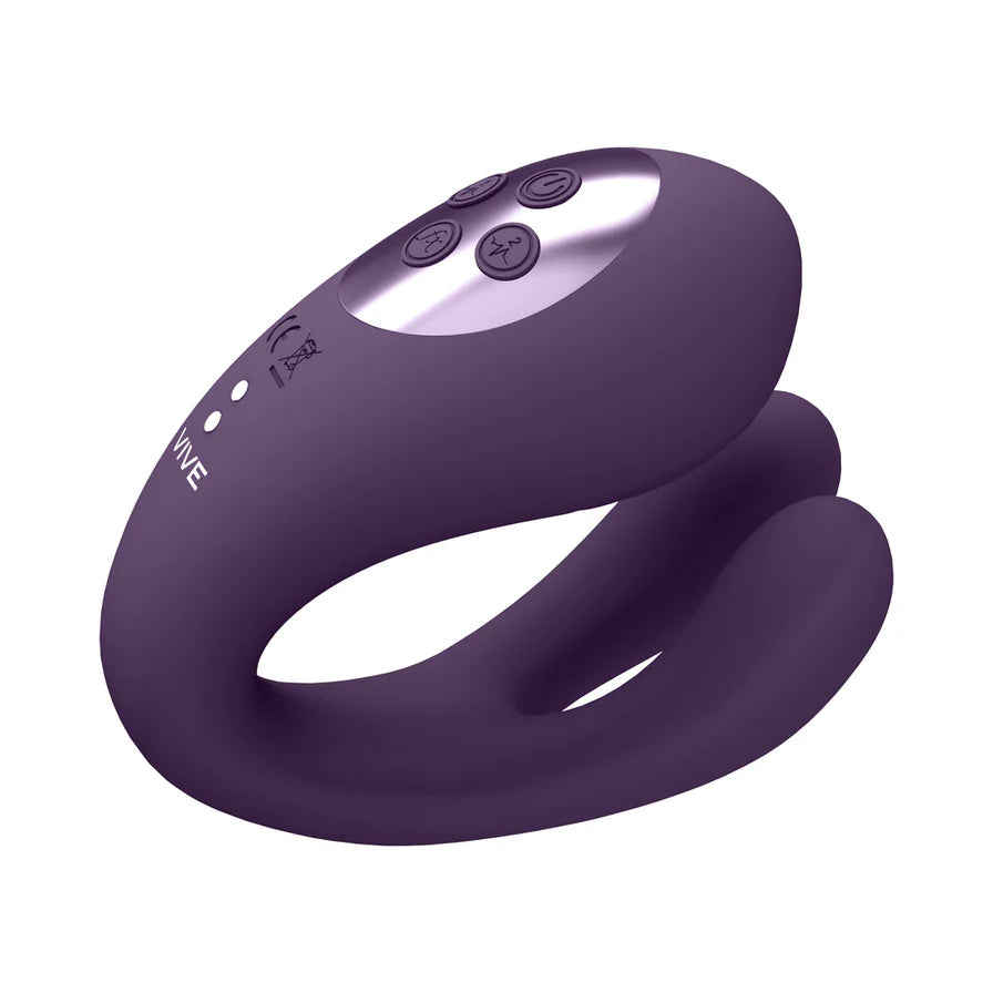 VIVE YOKO Rechargeable Triple Action Silicone Vibrator Dual Prongs with Clitoral Pulse Wave