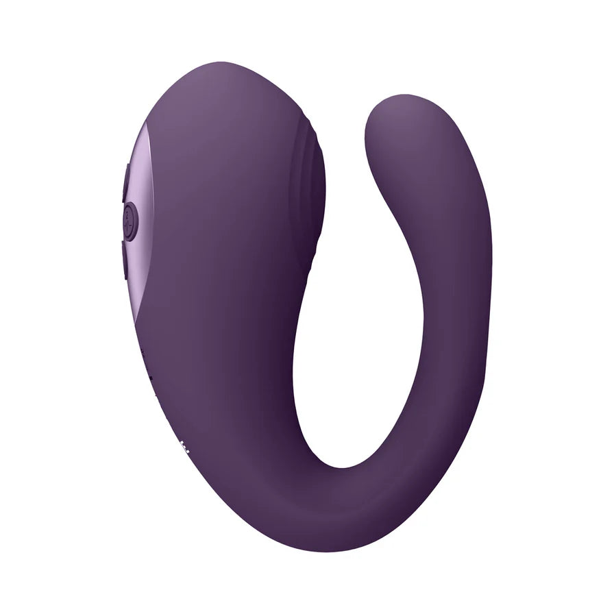 VIVE YOKO Rechargeable Triple Action Silicone Vibrator Dual Prongs with Clitoral Pulse Wave