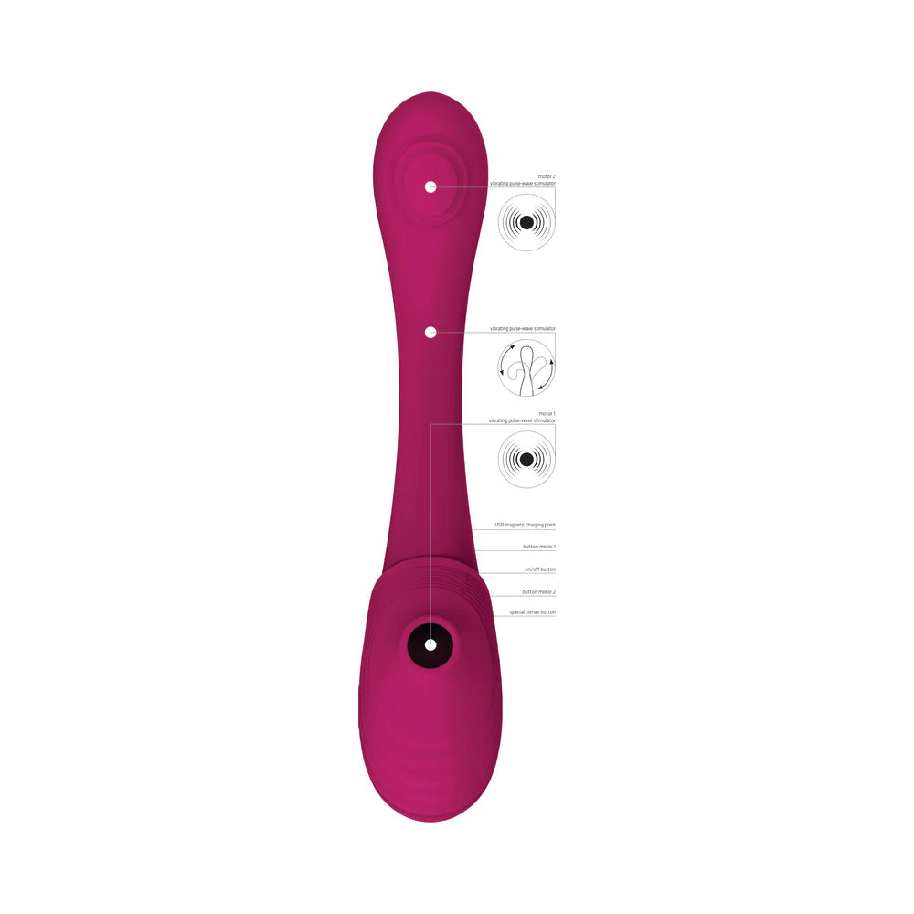 VIVE MIRAI Rechargeable Double Ended Pulse Wave & Air Wave Bendable Silicone Vibrator