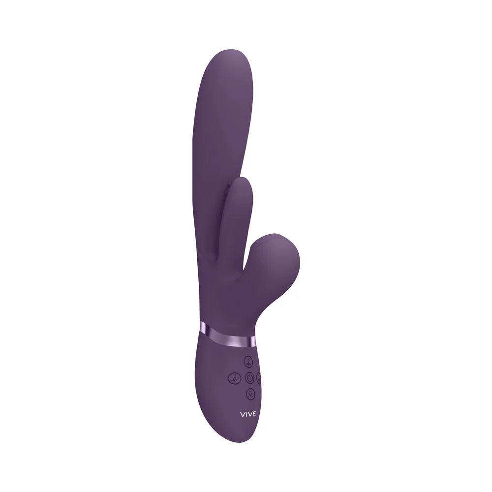 VIVE ENA Rechargeable Thrusting Silicone G-Spot Vibrator with Flapping Tongue and Air Wave Stimulator