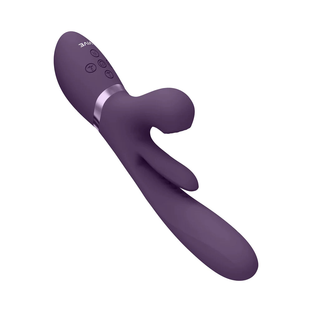 VIVE KURA Rechargeable Thrusting Silicone G-Spot Vibrator with Flapping Tongue and Pulse Wave Stimulator