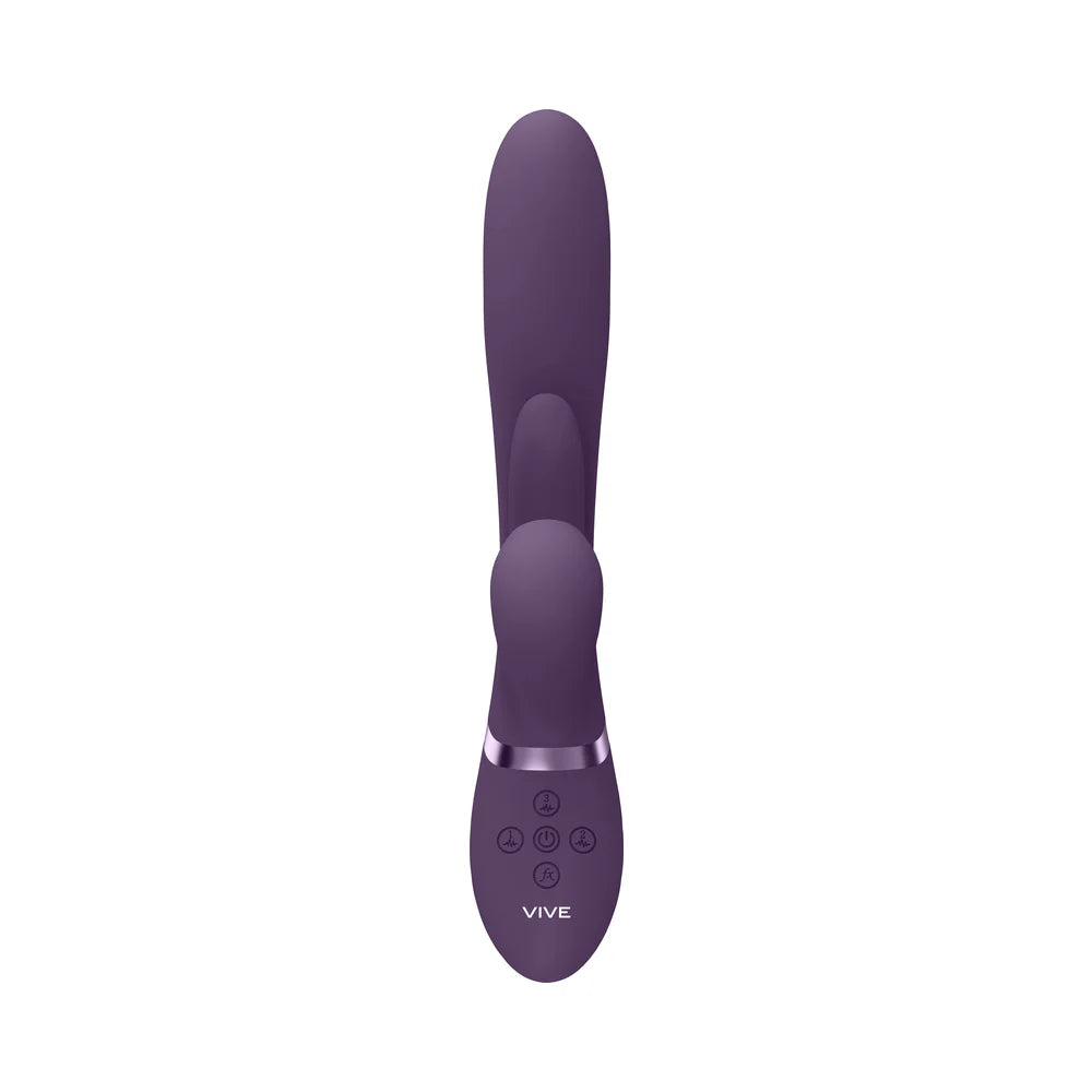 VIVE KURA Rechargeable Thrusting Silicone G-Spot Vibrator with Flapping Tongue and Pulse Wave Stimulator