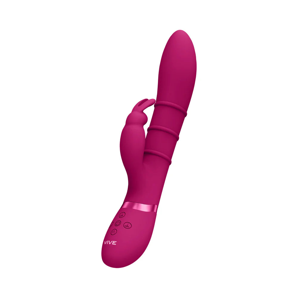 VIVE SORA Rechargeable Silicone G-Spot Rabbit Vibrator with Up & Down Stimulating Rings