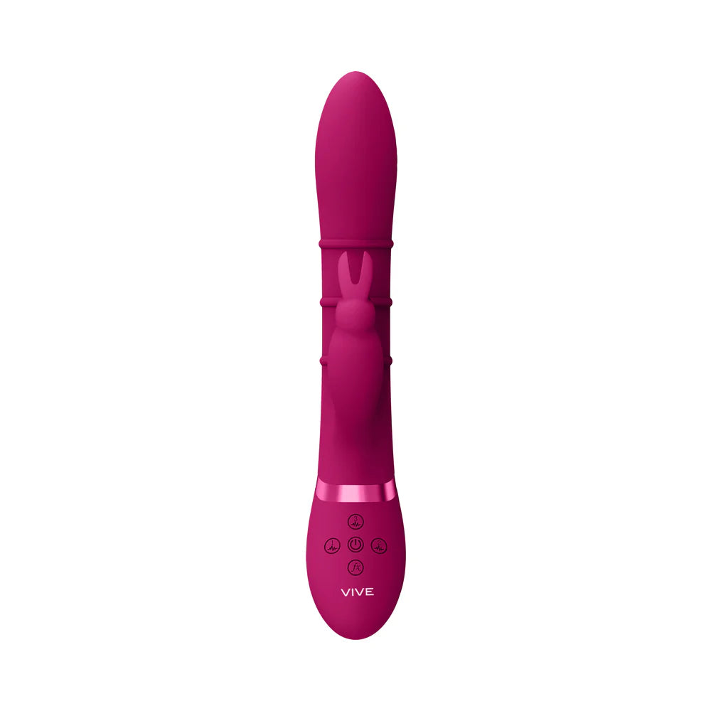 VIVE SORA Rechargeable Silicone G-Spot Rabbit Vibrator with Up & Down Stimulating Rings