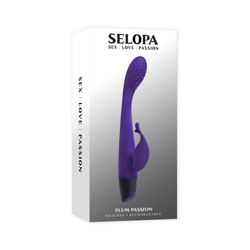 Selopa Plum Passion Rechargeable Silicone Vibrator with Clitoral Stimulator