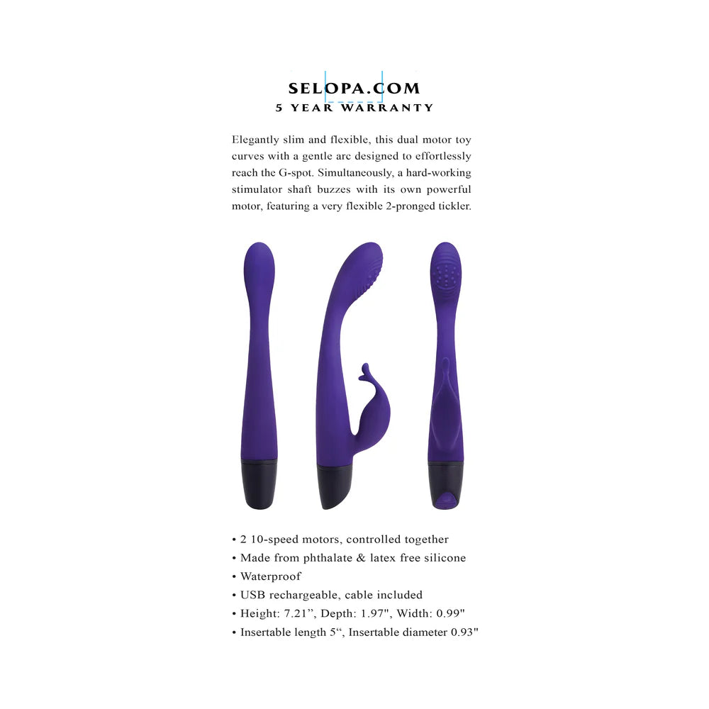 Selopa Plum Passion Rechargeable Silicone Vibrator with Clitoral Stimulator