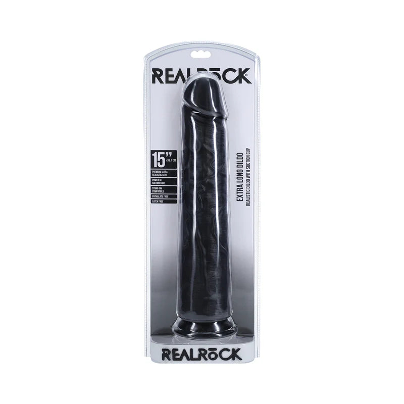 Shots RealRock Ultra Realistic Skin Extra Large Straight Dildo with Suction Cup 15in