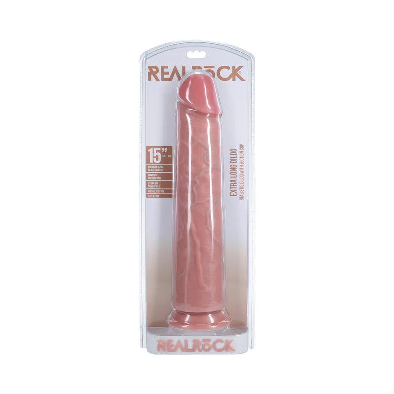 Shots RealRock Ultra Realistic Skin Extra Large Straight Dildo with Suction Cup 15in