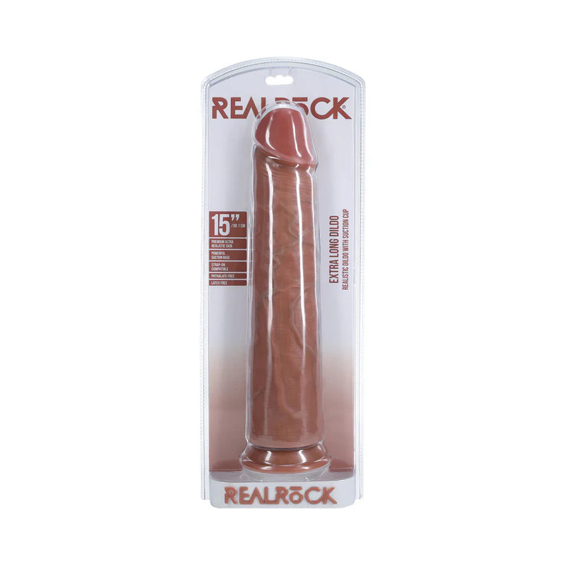 Shots RealRock Ultra Realistic Skin Extra Large Straight Dildo with Suction Cup 15in