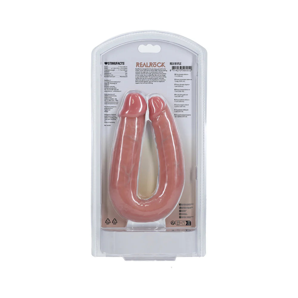 RealRock Ultra Realistic Skin U Shaped Double Dildo 7in