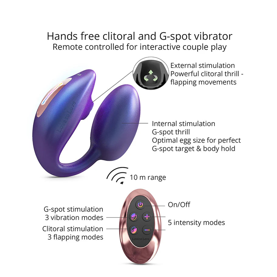 Love to Love Wonderlover Rechargeable Silicone Dual Vibrator with Remote