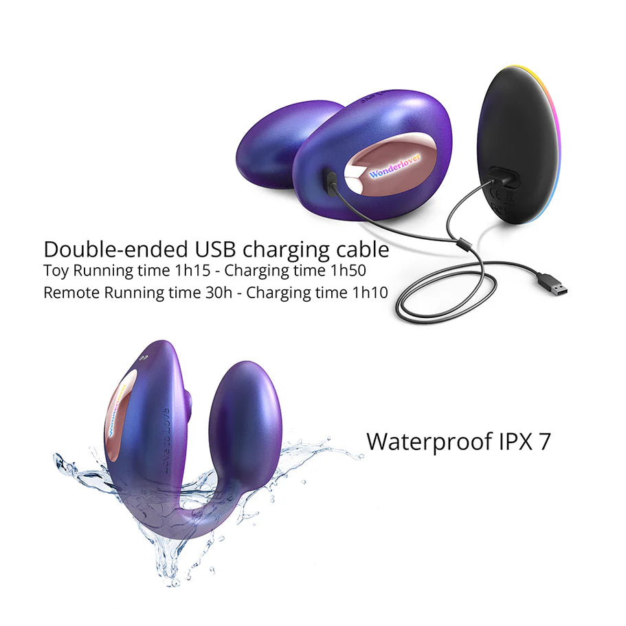 Love to Love Wonderlover Rechargeable Silicone Dual Vibrator with Remote