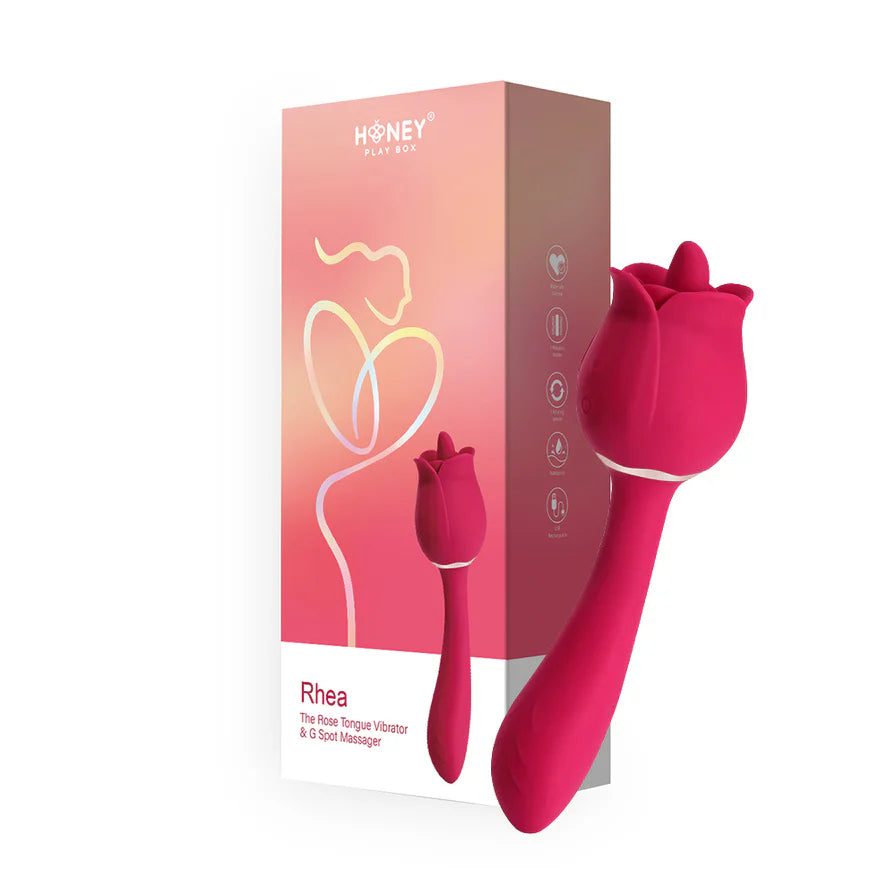 Honey Play Box Rhea The Rose Clit Tongue Licking Vibrator and G-spot Massager