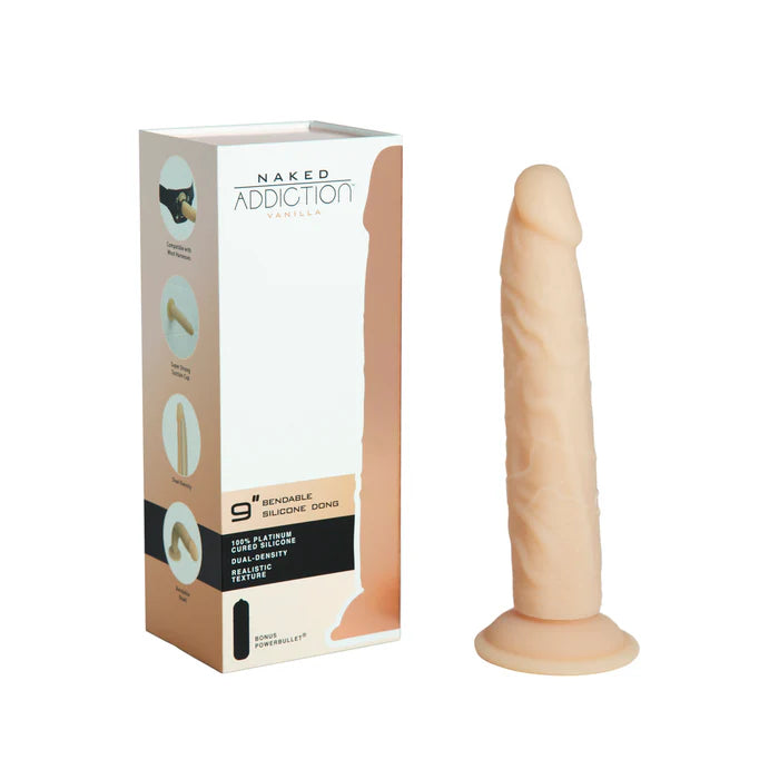 Naked Addiction Silicone Dual Density Bendable Dildo 9in