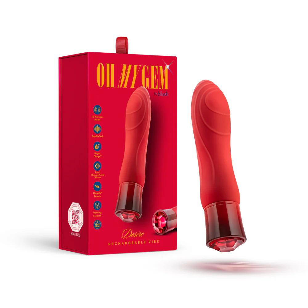 Oh My Gem Desire Rechargeable Silicone G-Spot Vibrator - Ruby