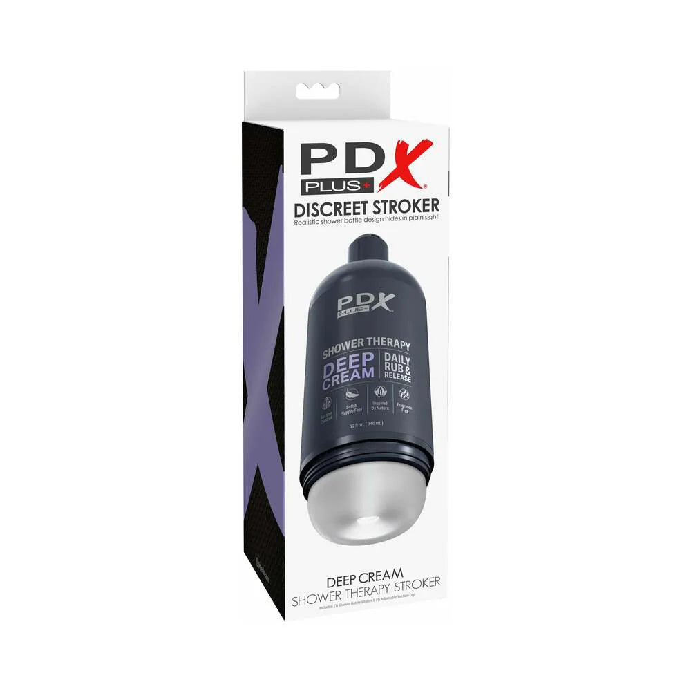 PDX Plus Shower Therapy Deep Cream Discreet Stroker - Frosted