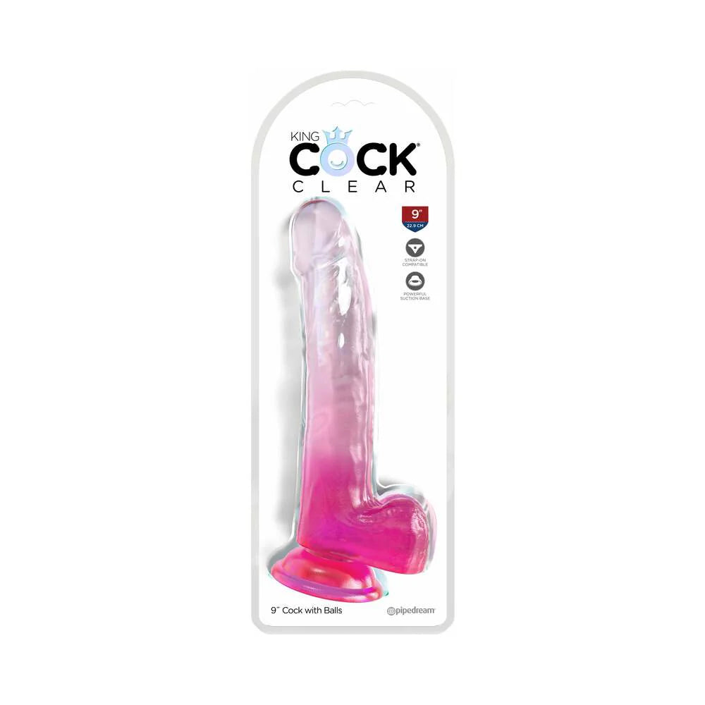 Pipedream King Cock Clear Dildo with Balls 9in