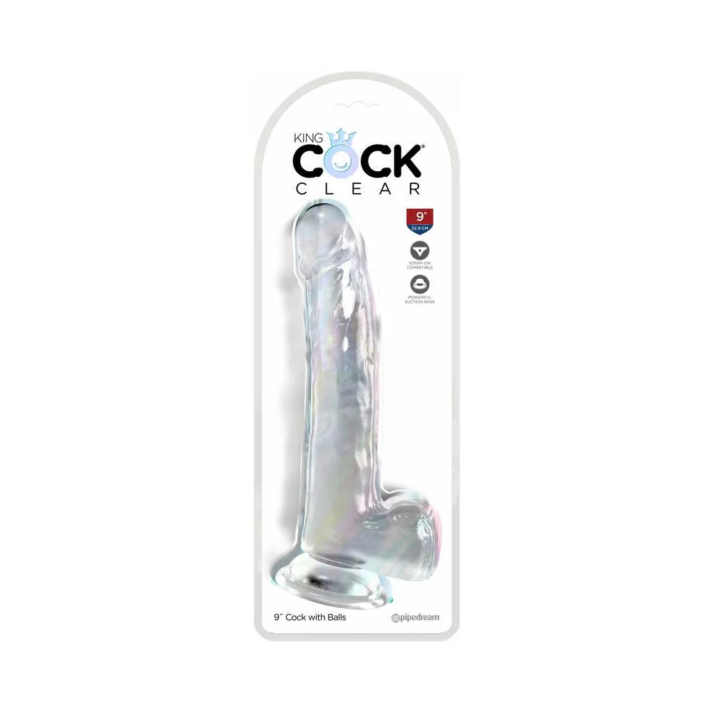 Pipedream King Cock Clear Dildo with Balls 9in