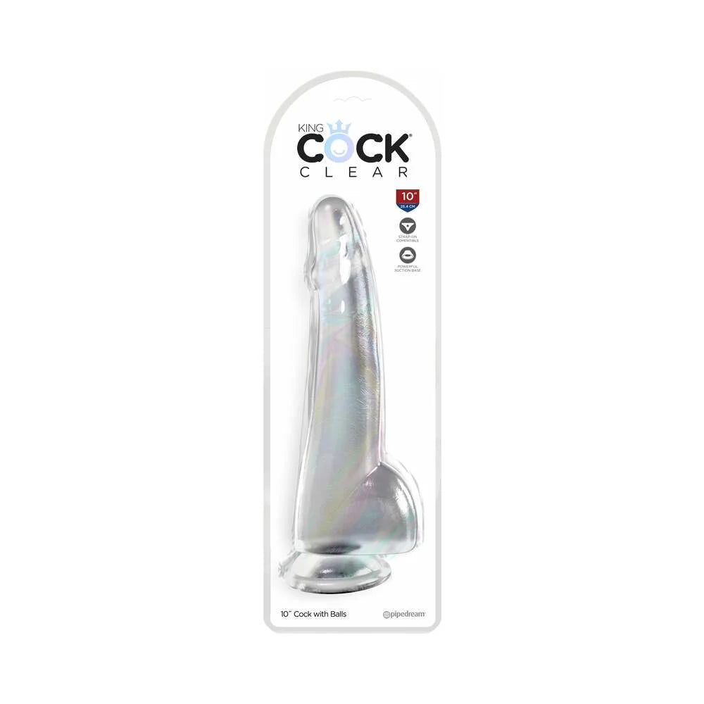 Pipedream King Cock Clear Dildo with Balls 10in