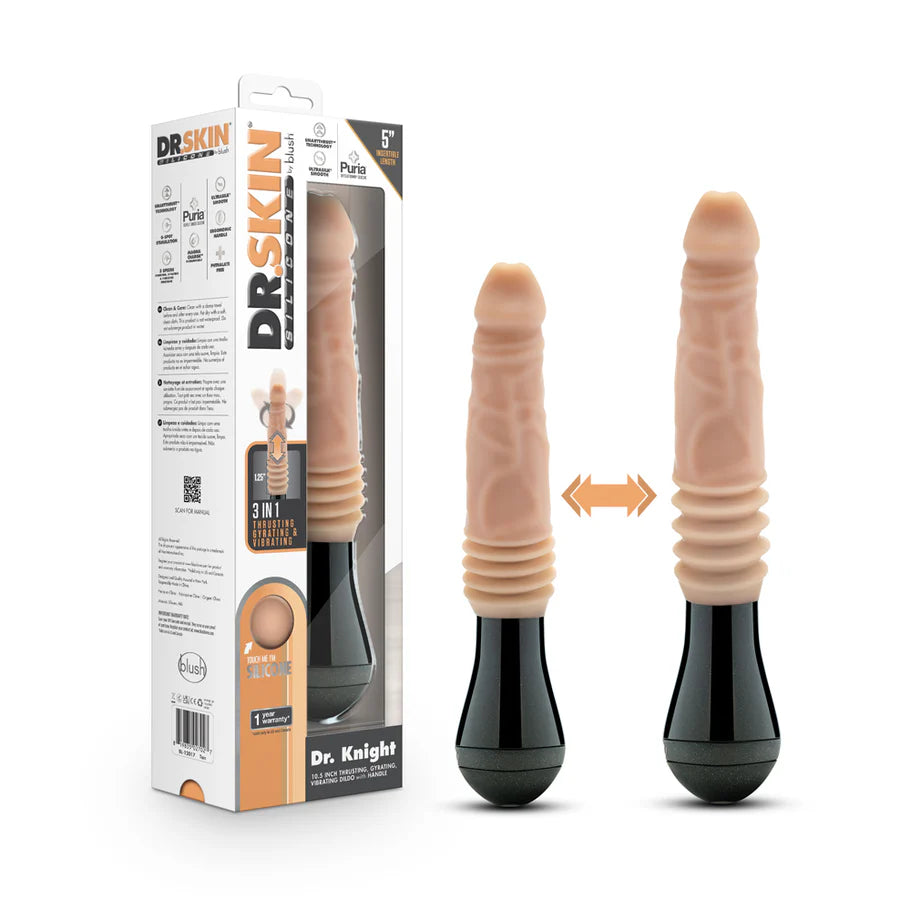 Blush Dr. Skin Silicone Dr. Knight Thrusting Gyrating Vibrating Dildo