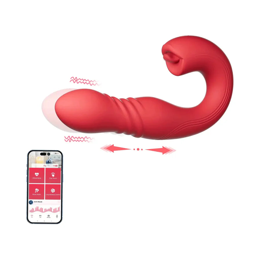 Honey Play Box Joi Thrust App Controlled Thrusting G-spot Vibrator & Tongue Clit Licker