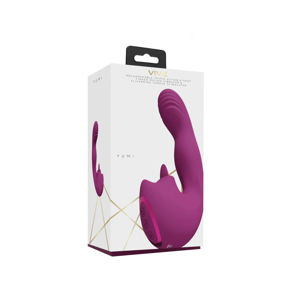 VIVE Yumi Rechargeable Triple Motor G-Spot Finger Motion Vibrator and Flickering Tongue Stimulator