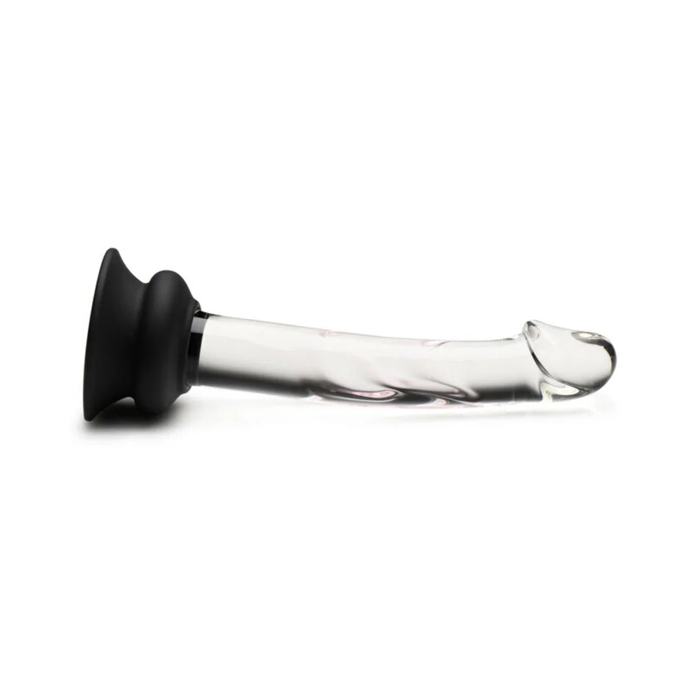 Pleasure Crystals Glass Dildo with Silicone Base 7in