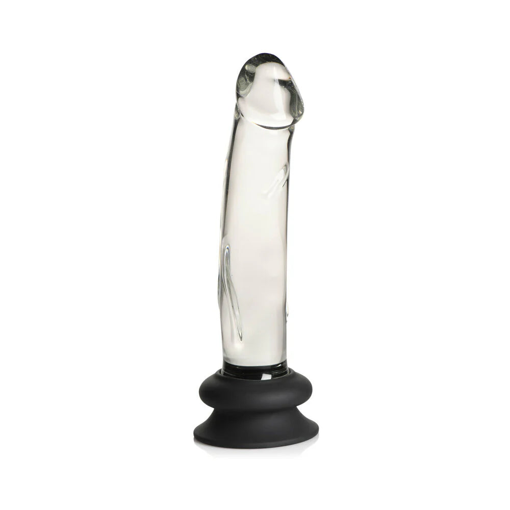 Pleasure Crystals Glass Dildo with Silicone Base 7.6in